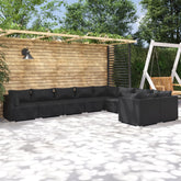 11 Piece Garden Lounge Set with Cushions Poly Rattan Black